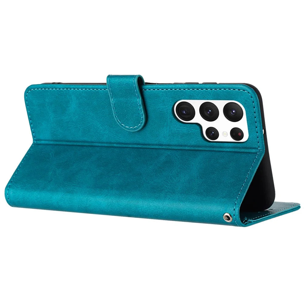 For Samsung Galaxy S23 Ultra Mobile Accessories Supplier Calf Texture Scratch Resistant Case Phone Cover - Green - 2