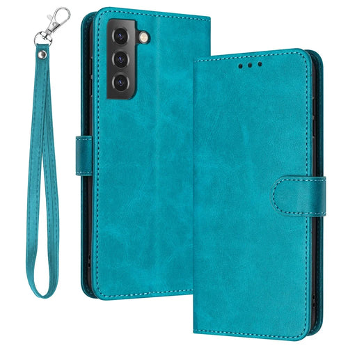 For Samsung Galaxy S21 FE 5G Case PU Leather Calf Texture Phone Wallet Cover Mobile Accessories Supplier - Green - 1
