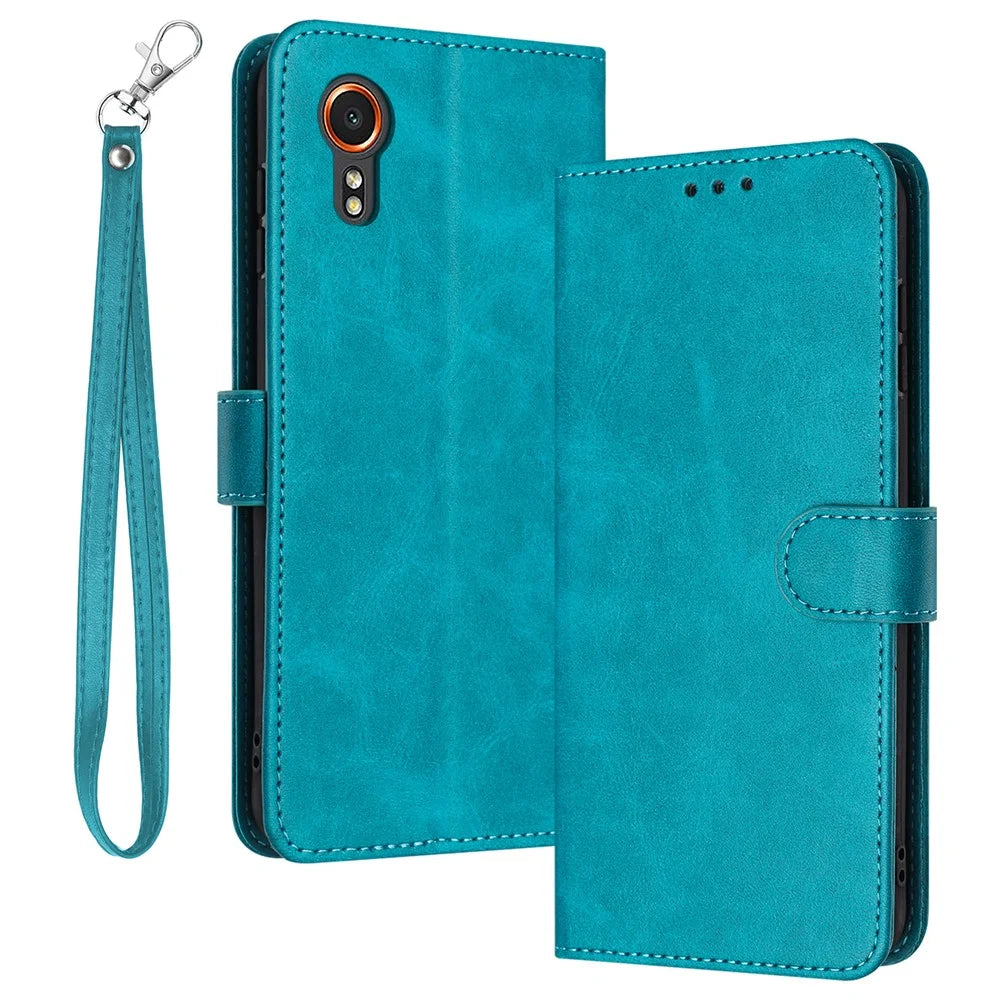 For Samsung Galaxy Xcover7 Case Solid Color Leather Stand Phone Cover Mobile Accessories Supplier - Green - 1
