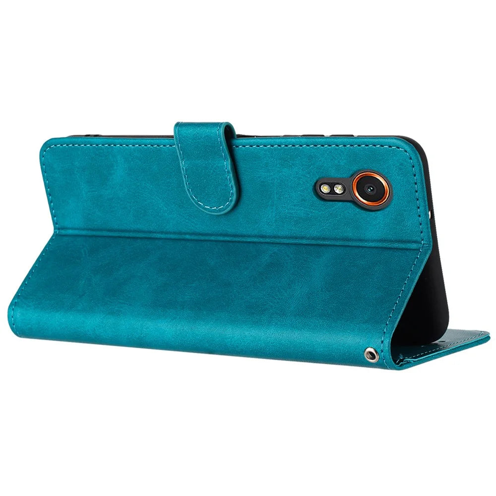 For Samsung Galaxy Xcover7 Case Solid Color Leather Stand Phone Cover Mobile Accessories Supplier - Green - 2