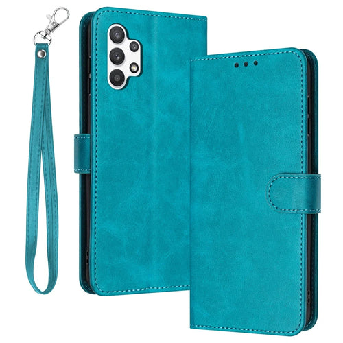 For Samsung Galaxy A32 5G / M32 5G PU Leather Stand Phone Case Calf Texture Wallet Phone Cover - Green - 1