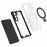 For Samsung Galaxy S23 Case PC+TPU Phone Shell Ring Kickstand Cover Magnetic Case - Grey - 2