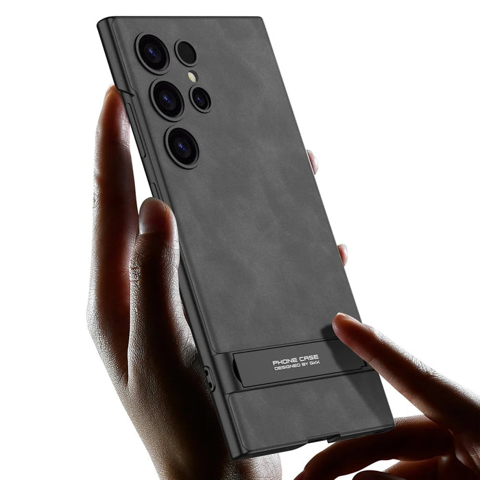GKK For Samsung Galaxy S24 Ultra Matte Case with Kickstand Hard PC Slim Phone Cases   - Brown - 5
