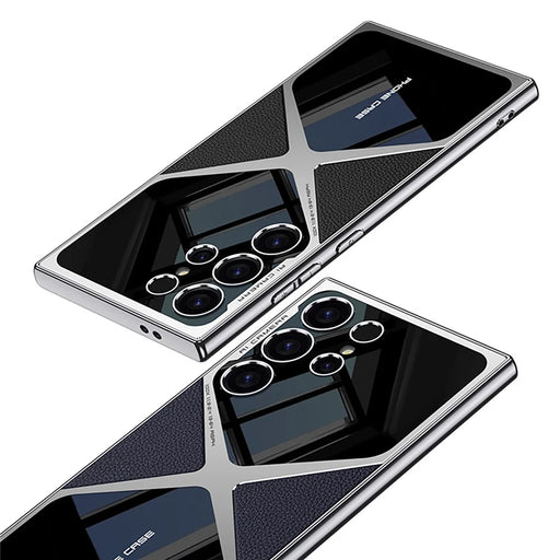 GKK For Samsung Galaxy S24 Ultra Case Electroplating PU Leather+PC Phone Cover - Titanium Black - 2