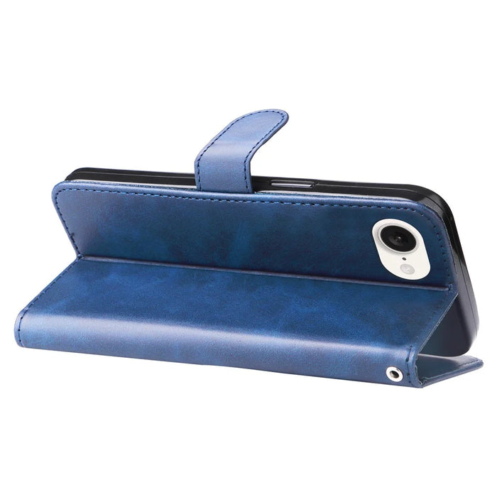 For iPhone 17e / 16e Wallet Case Zipper Pocket Leather Phone Cover   - Blue - 3