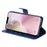 For iPhone 17e / 16e Wallet Case Zipper Pocket Leather Phone Cover   - Blue - 4