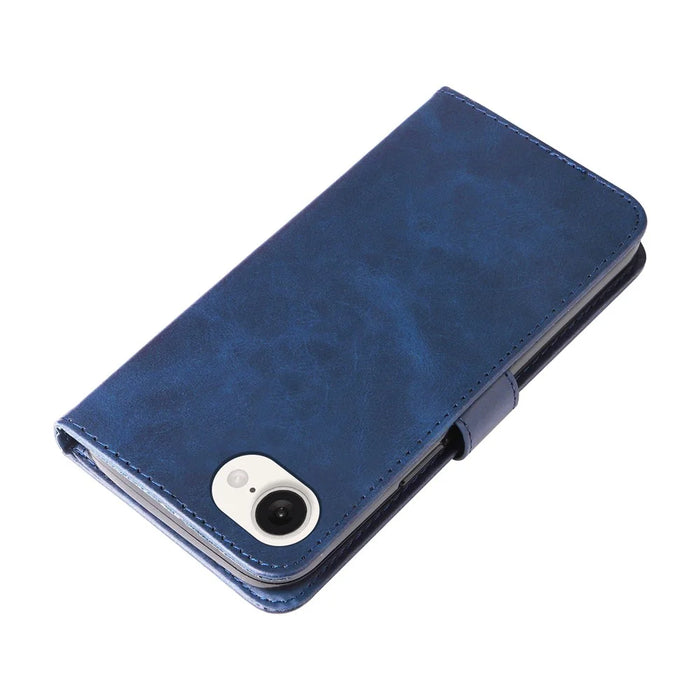 For iPhone 17e / 16e Wallet Case Zipper Pocket Leather Phone Cover   - Blue - 5