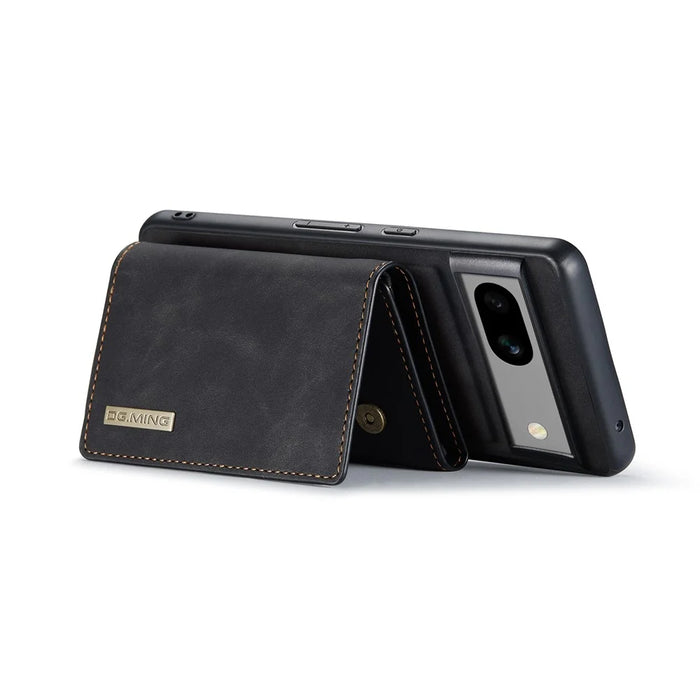 DG.MING M1 Series for Google Pixel 8a Case Kickstand Leather Back Phone Cover with Detachable Wallet - Black - 3