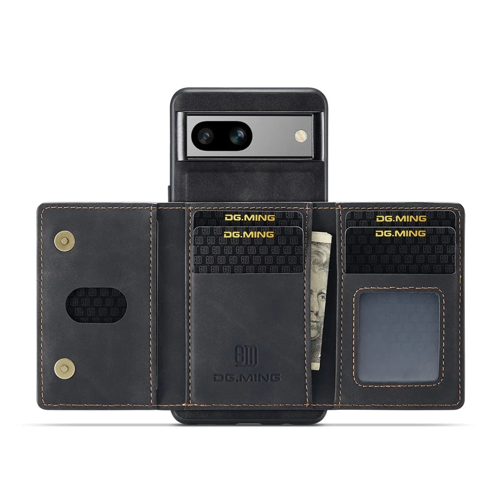 DG.MING M2 Series for Google Pixel 8a Case Detachable Wallet Leather Coated PC+TPU Phone Cover - Black - 2