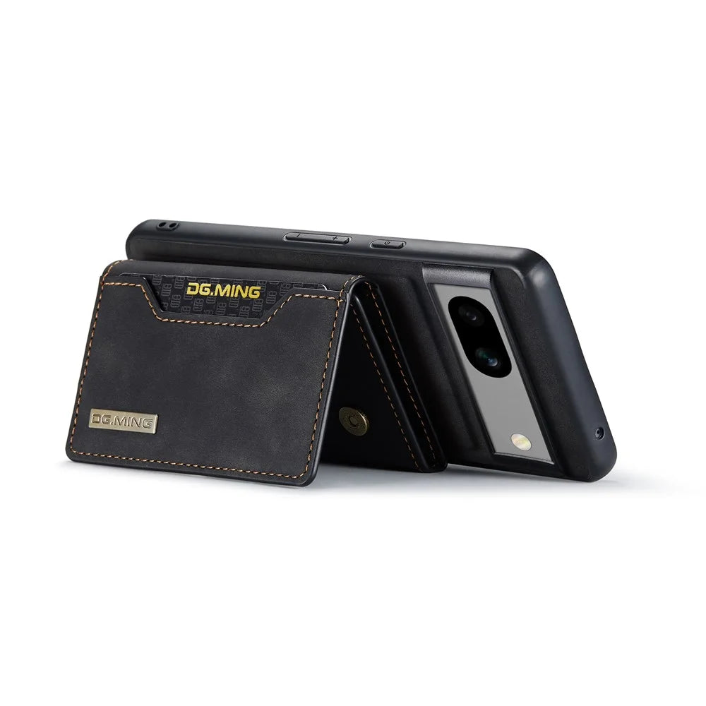 DG.MING M2 Series for Google Pixel 8a Case Detachable Wallet Leather Coated PC+TPU Phone Cover - Black - 3