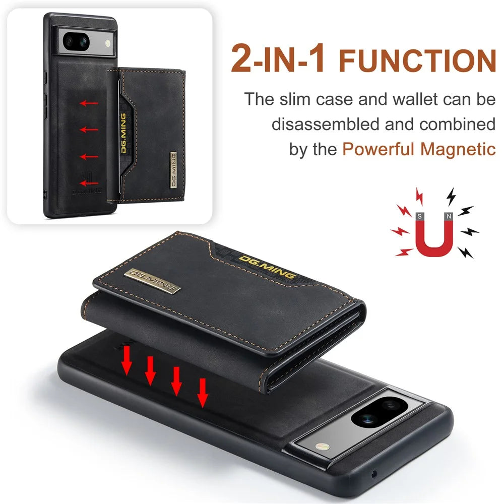 DG.MING M2 Series for Google Pixel 8a Case Detachable Wallet Leather Coated PC+TPU Phone Cover - Black - 5