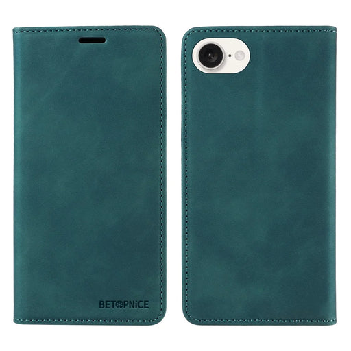BETOPNICE 003 For iPhone 17e / 16e Wallet Case RFID Blocking Leather+TPU Shockproof Phone Shell - Green - 1