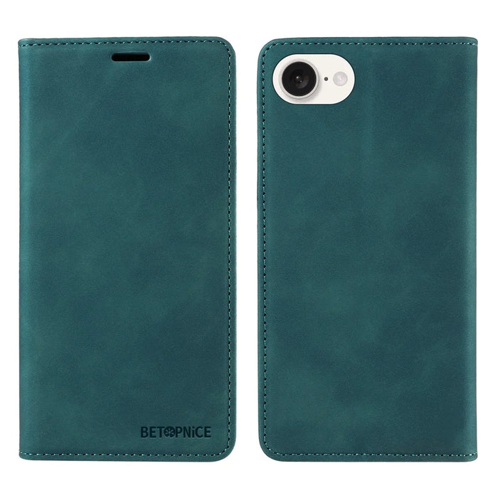 BETOPNICE 003 For iPhone 17e / 16e Wallet Case RFID Blocking Leather+TPU Shockproof Phone Shell - Green - 1