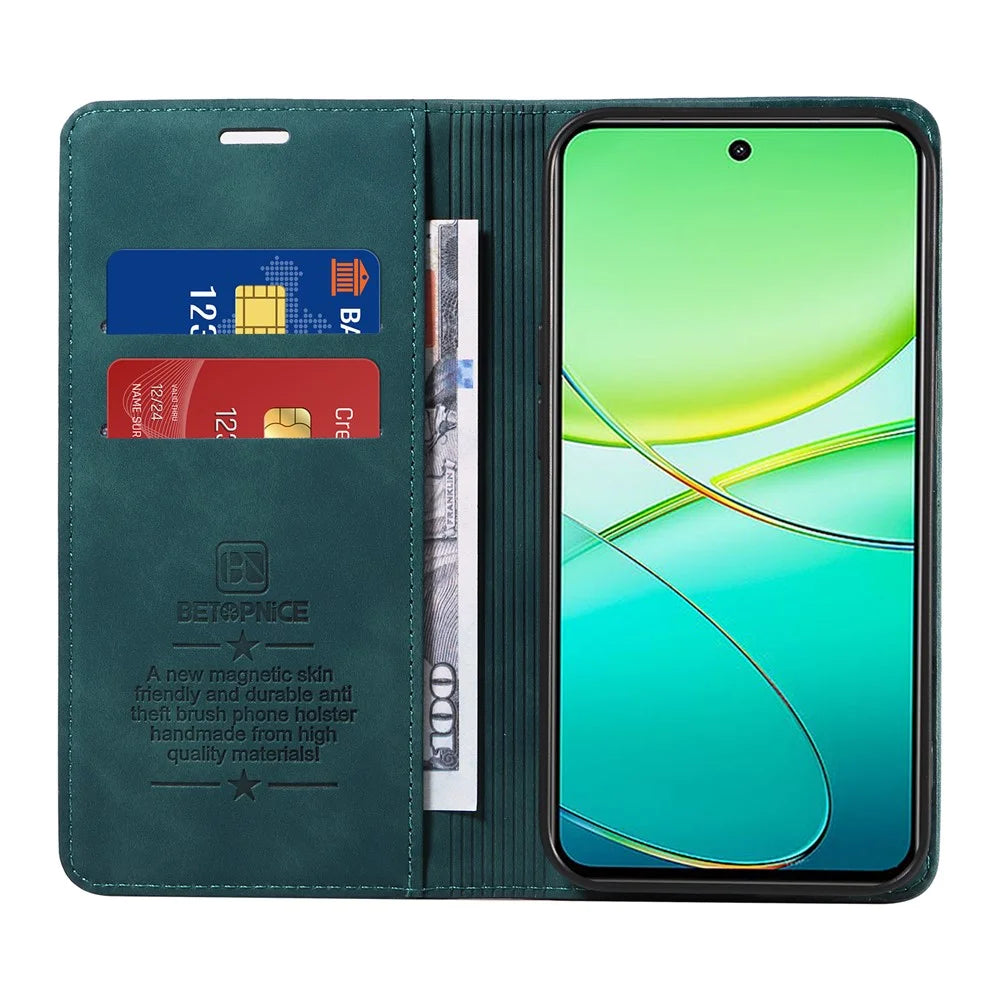BETOPNICE 003 For vivo Y38 5G / Y200i / T3x Case PU Leather Magnetic Closure RFID Blocking Phone Cover - Green - 2