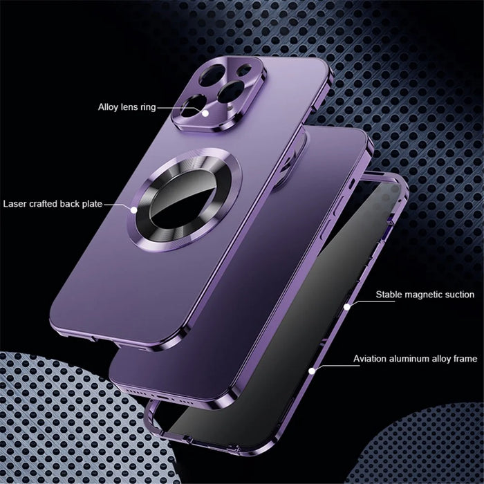 For iPhone 14 Pro Max Clear Case Acrylic+Tempered Glass Full Protection Phone Cover - Dark Purple - 5
