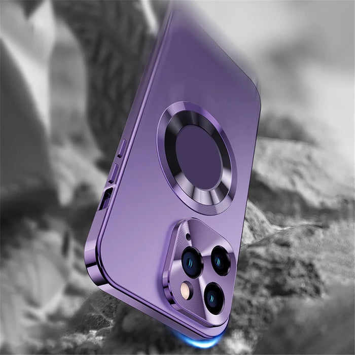 For iPhone 14 Pro Max Clear Case Acrylic+Tempered Glass Full Protection Phone Cover - Dark Purple - 7
