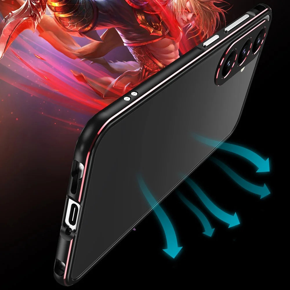 For Samsung Galaxy S24+ Bumper Case Metal Frame No Back Design Phone Shell with Camera Lens Cover - Black  /  Red - 7