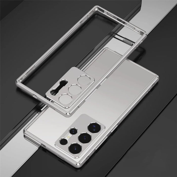 For Samsung Galaxy S24 Ultra Bumper Case Metal Frame Phone Cover with Camera Lens Protector - Grey / Silver - 2