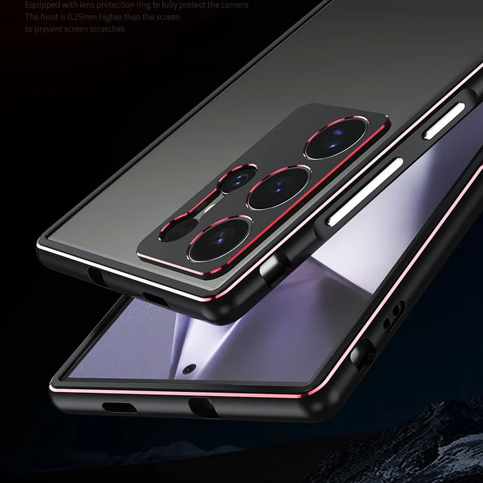 For Samsung Galaxy S24 Ultra Bumper Case Metal Frame Phone Cover with Camera Lens Protector - Grey / Silver - 5