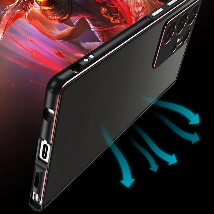 For Samsung Galaxy S24 Ultra Bumper Case Metal Frame Phone Cover with Camera Lens Protector - Grey / Silver - 7
