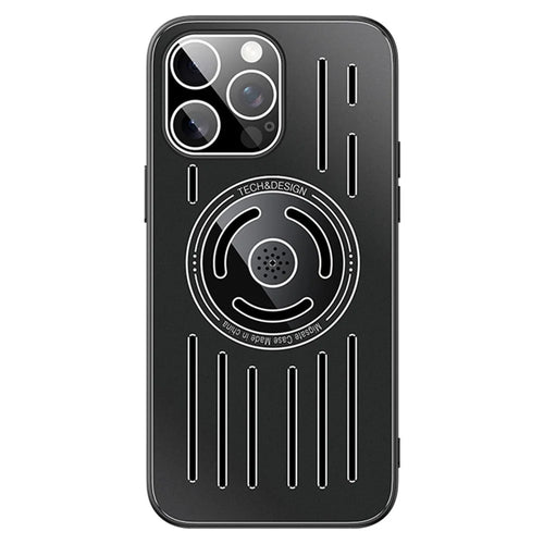 For iPhone 13 Pro Max 6.7 Inch Magnetic Cover TPU+Metal Anti-Drop Heat Dissipation Phone Case with Lens Film - Black - 1