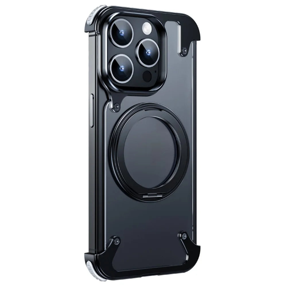 For iPhone 15 Pro Max Case Compatible with Magsafe Ring Kickstand Matte PC Phone Cover - Matte Black - 2