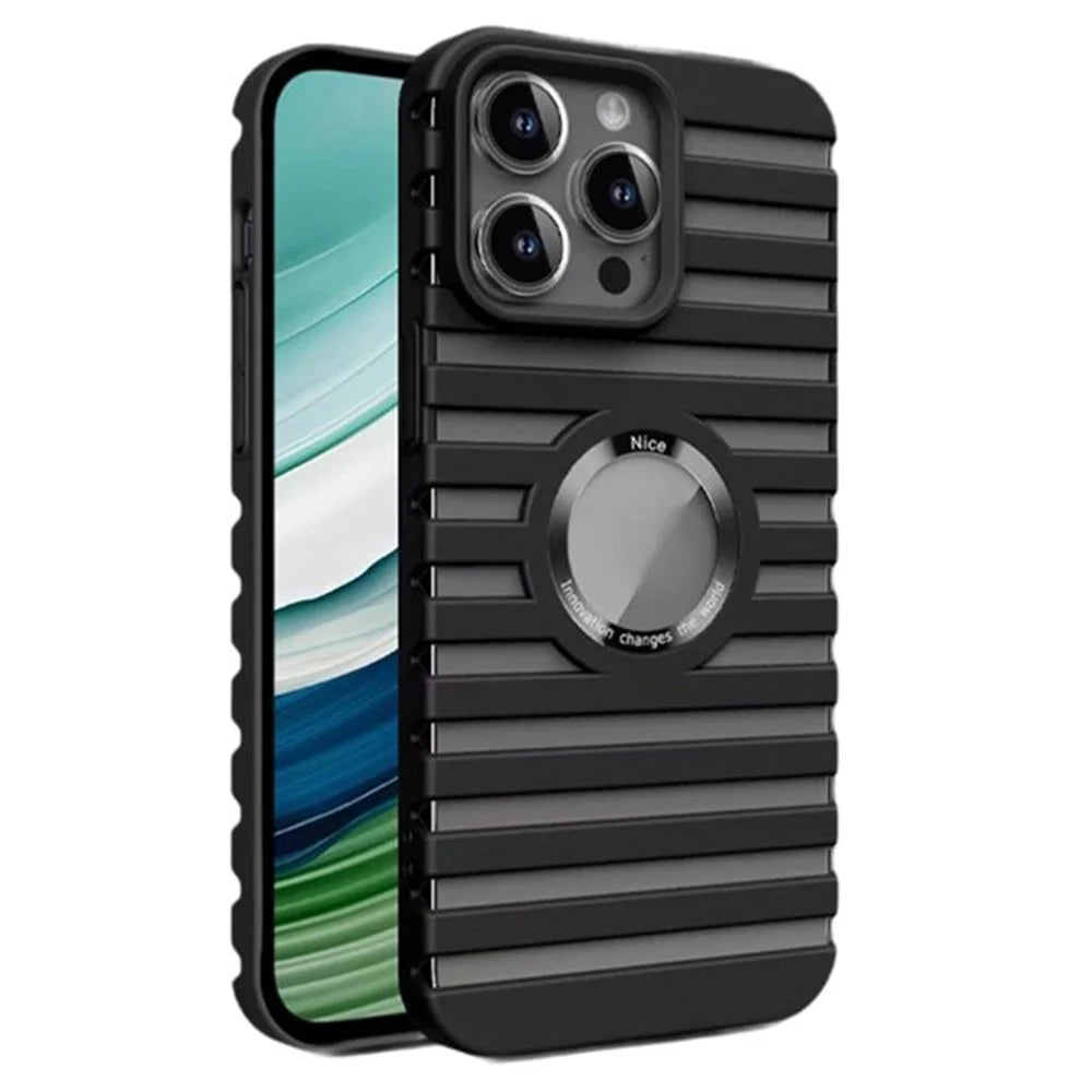 For iPhone 13 Pro Compatible with Magsafe Heat Dissipation Case Hollow-Out PC Phone Cover - Black - 1