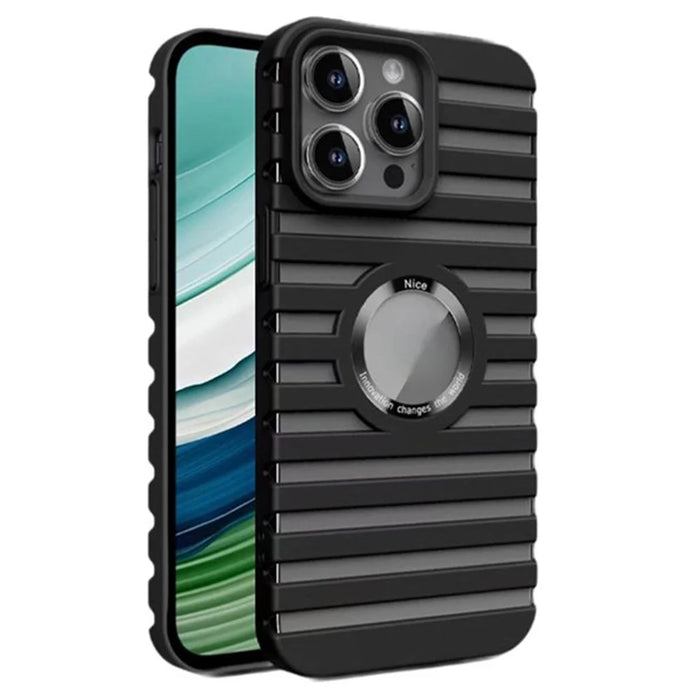 For iPhone 13 Pro Compatible with Magsafe Heat Dissipation Case Hollow-Out PC Phone Cover - Black - 1