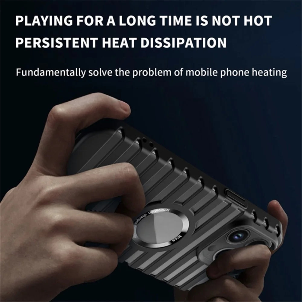 For iPhone 13 Pro Max 6.7 Inch Rubberized Phone Case Magnetic Heat Dissipation PC Phone Cover - Black - 4