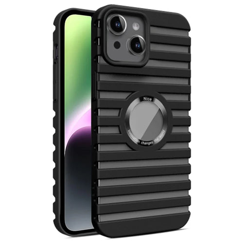 For iPhone 14 Case Compatible with Magsafe Heat Dissipation Hollow-Out PC Phone Cover - Black - 1