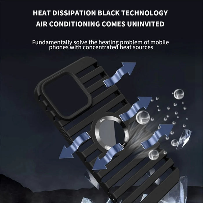 For iPhone 15 Pro Magnetic Case Hard PC Heat Dissipation Logo View Phone Cover - Black - 2