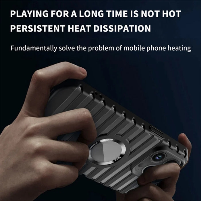 For iPhone 15 Pro Magnetic Case Hard PC Heat Dissipation Logo View Phone Cover - Black - 4