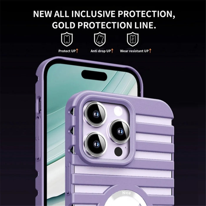 For iPhone 15 Pro Magnetic Case Hard PC Heat Dissipation Logo View Phone Cover - Black - 7