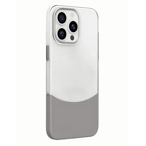 For iPhone 14 Pro Case Dual Color Splicing Hard PC Protective Phone Cover - Titanium Grey - 1