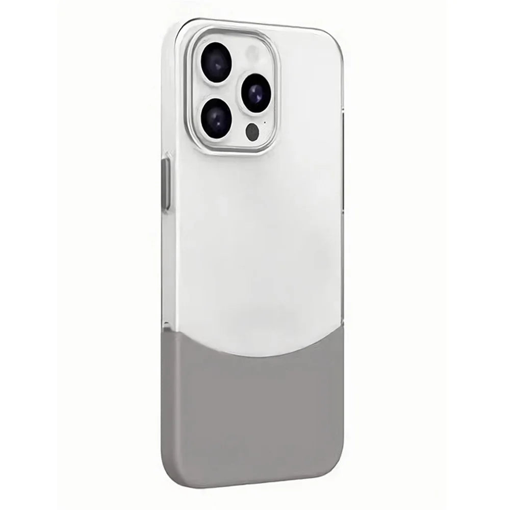 For iPhone 14 Pro Case Dual Color Splicing Hard PC Protective Phone Cover - Titanium Grey - 1
