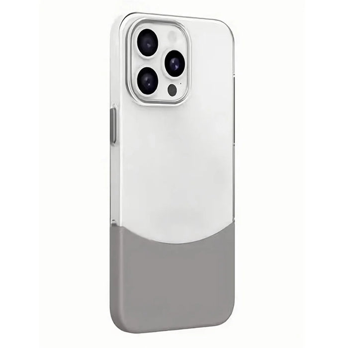 For iPhone 14 Pro Case Dual Color Splicing Hard PC Protective Phone Cover - Titanium Grey - 1