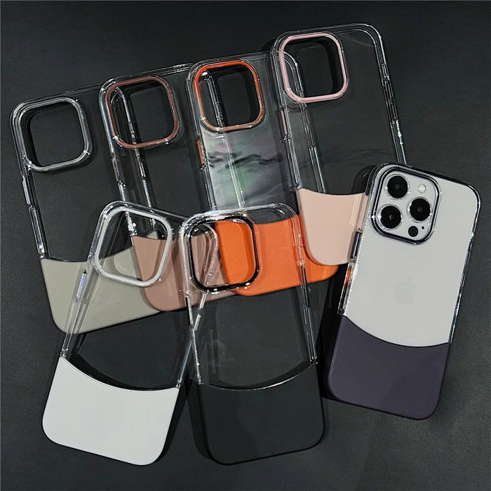 For iPhone 14 Pro Case Dual Color Splicing Hard PC Protective Phone Cover - Titanium Grey - 6