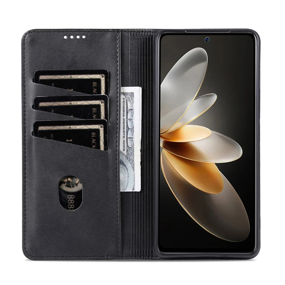 AZNS For Samsung Galaxy M55 5G / C55 5G / F55 5G Case Wallet PU Leather Magnetic Absorption Phone Cover - Black - 2