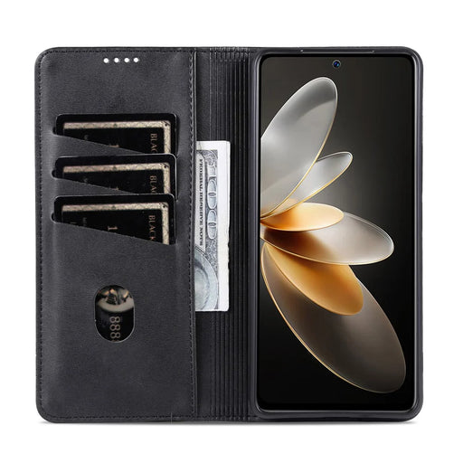 AZNS For Samsung Galaxy M55 5G / C55 5G / F55 5G Case Wallet PU Leather Magnetic Absorption Phone Cover - Black - 2