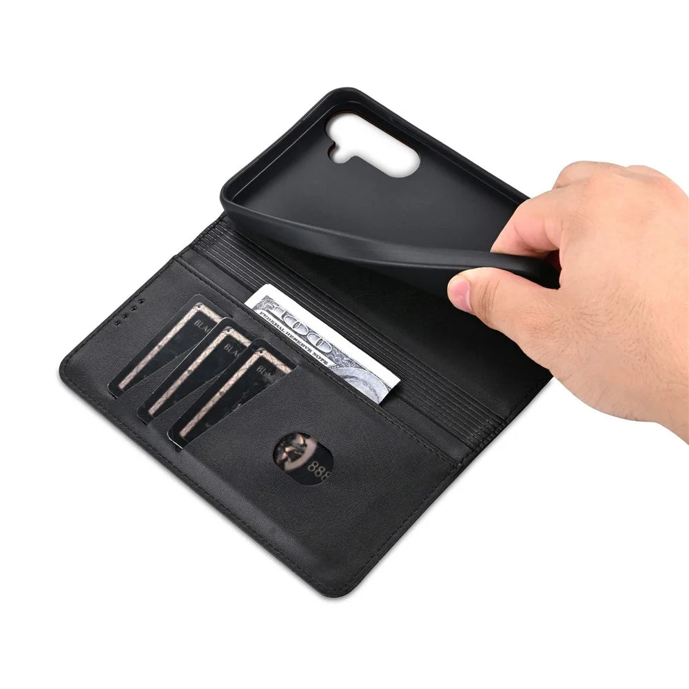 AZNS For Samsung Galaxy M55 5G / C55 5G / F55 5G Case Wallet PU Leather Magnetic Absorption Phone Cover - Black - 5
