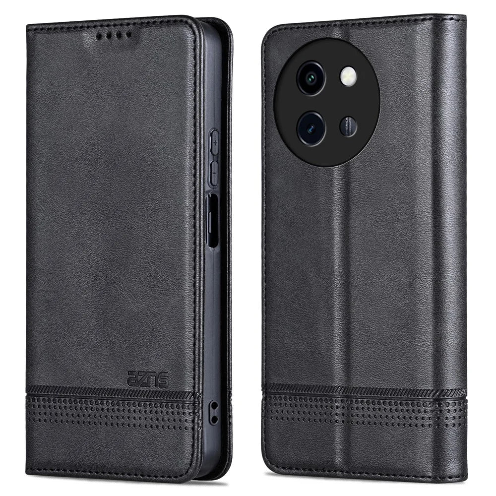 AZNS For vivo Y200i 5G / Y38 5G / T3x Case Wallet Leather Phone Cover Mobile Accessories   - Black - 1