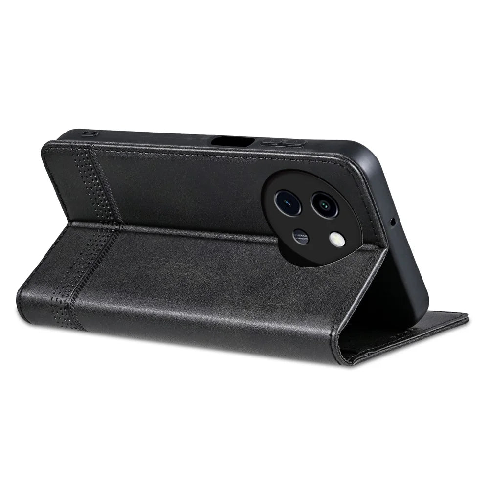 AZNS For vivo Y200i 5G / Y38 5G / T3x Case Wallet Leather Phone Cover Mobile Accessories   - Black - 4