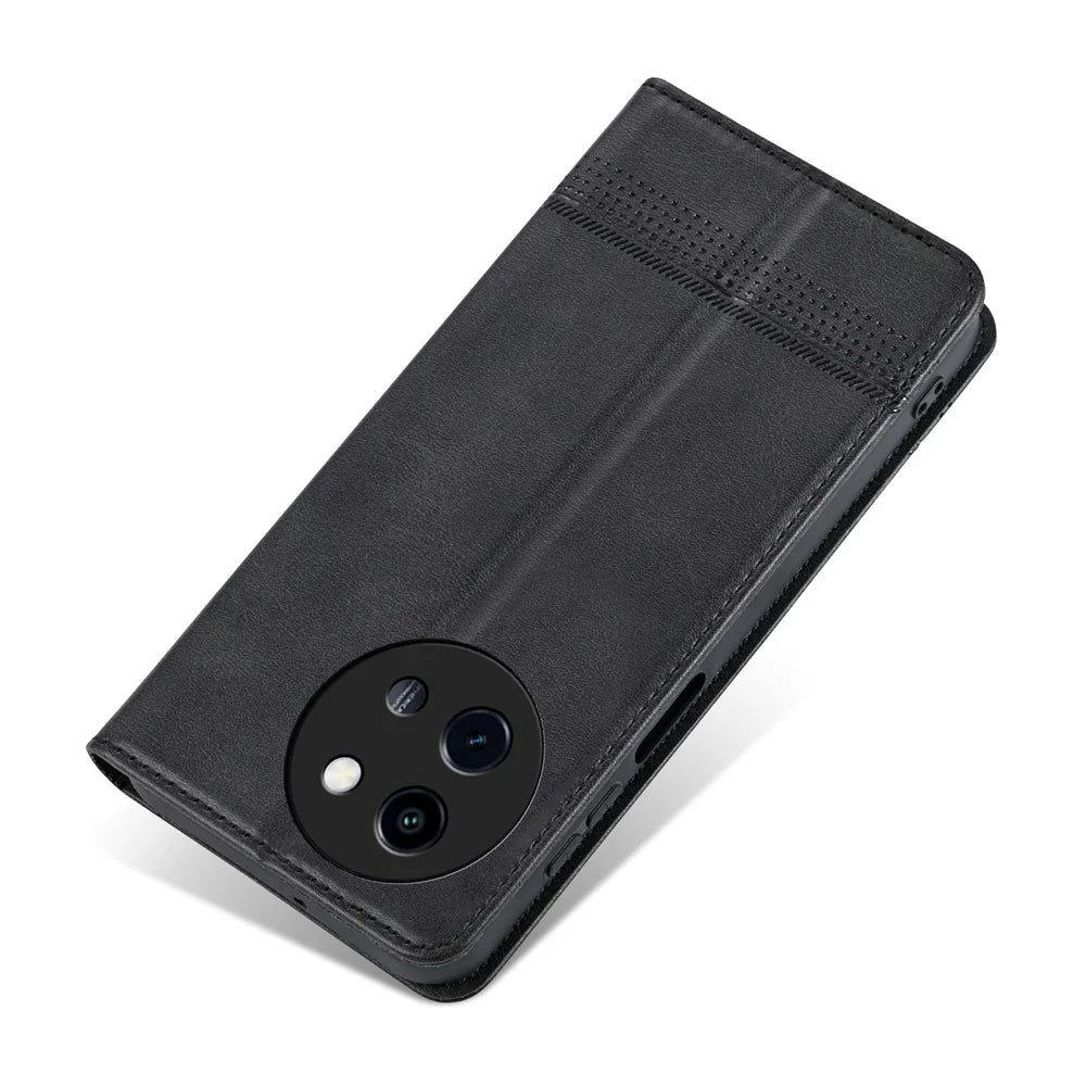AZNS For vivo Y200i 5G / Y38 5G / T3x Case Wallet Leather Phone Cover Mobile Accessories   - Black - 7