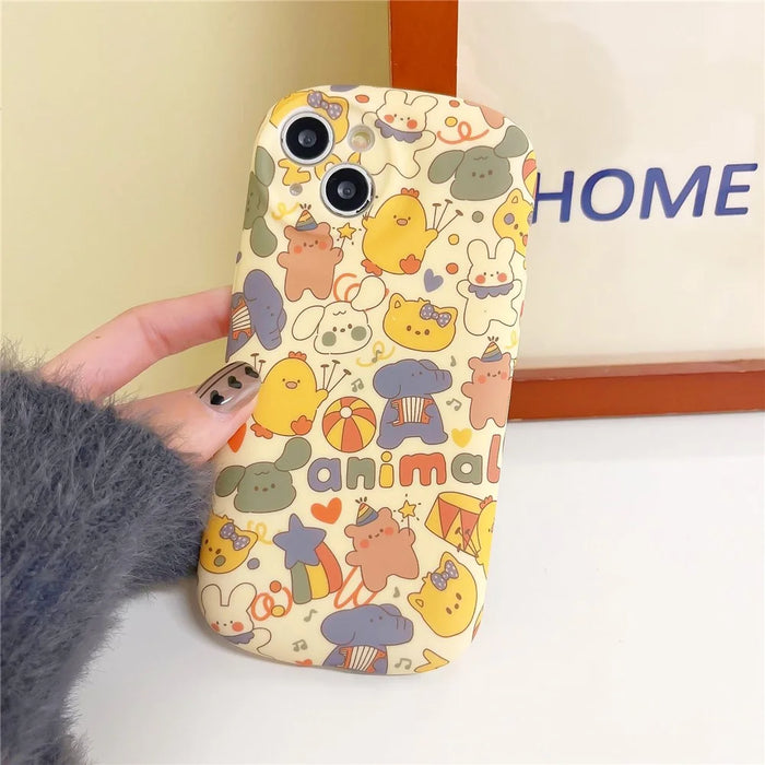 For iPhone 14 Cover Lovely Circus Animals Liquid Silicone Anti-Scratch Phone Case - 2