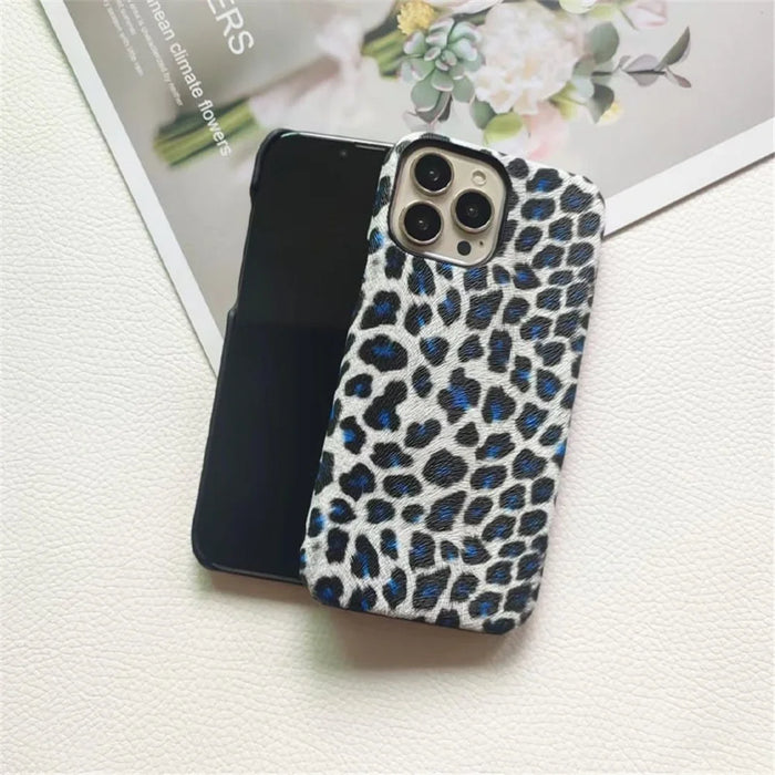 For iPhone 14 Pro Max Leopard Texture Phone Case PC+PU Leather Phone Shell (Not Complete Covering) - White - 3