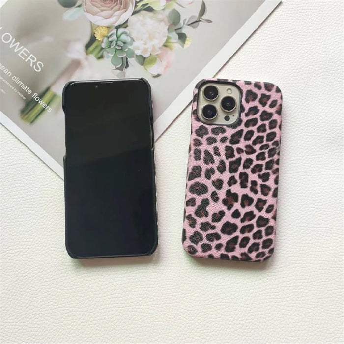 For iPhone 14 Pro Max Leopard Texture Phone Case PC+PU Leather Phone Shell (Not Complete Covering) - White - 4
