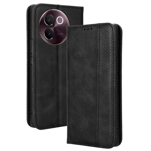 For vivo V30e 5G / V40 Lite 5G Cover Magnetic Closure Wallet Stand   Phone Case - Black - 1