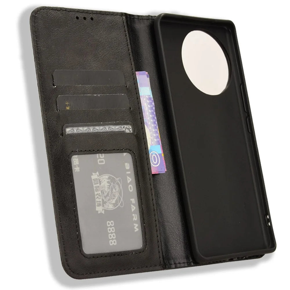For vivo V30e 5G / V40 Lite 5G Cover Magnetic Closure Wallet Stand   Phone Case - Black - 5