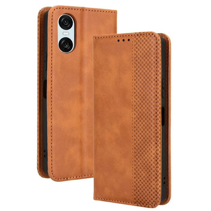 For Sony Xperia 10 VI Wallet Leather Cover Wallet Stand   Phone Case - Brown - 1
