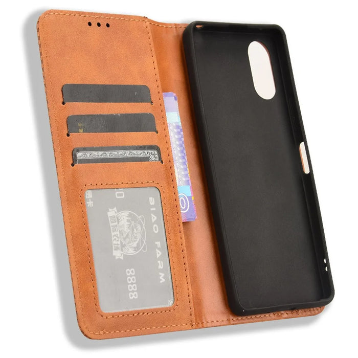 For Sony Xperia 10 VI Wallet Leather Cover Wallet Stand   Phone Case - Brown - 4